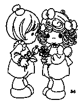 coloriage moments precieux les deux fillettes aux fleurs